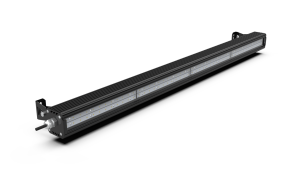 Светодиодный светильник ГСП-Фаворит-70-220VAC-5К-Д120-ПК-ПР-65-У (70Вт, 198–264 VAC, 11200Лм, 5000К, КСС "Д" 120°, поликарбонат/прозрачный, IP65, поворотные уголки, 1202x75x72мм, 4,6кг, RAL9005, гарантия 5 лет)